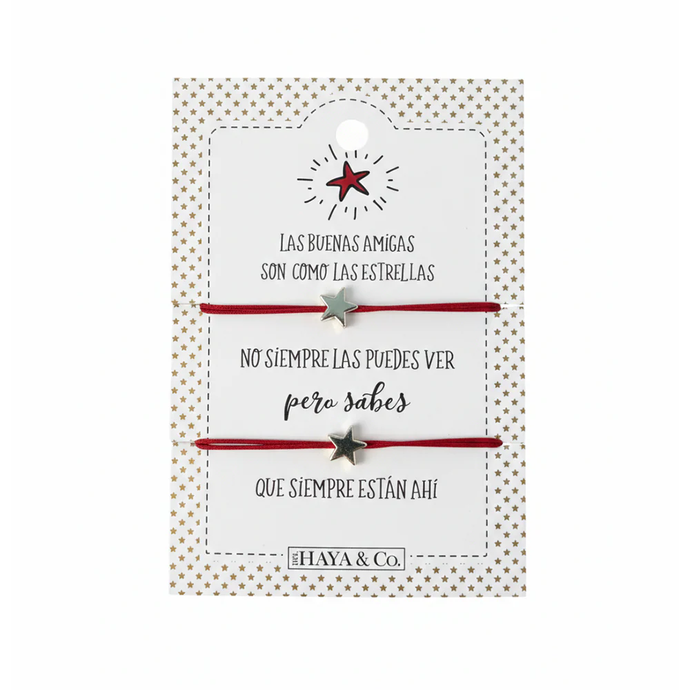H&Co Duo De Pulseras Para Damas Con Dijes De Estrellas Color Red - Image 2