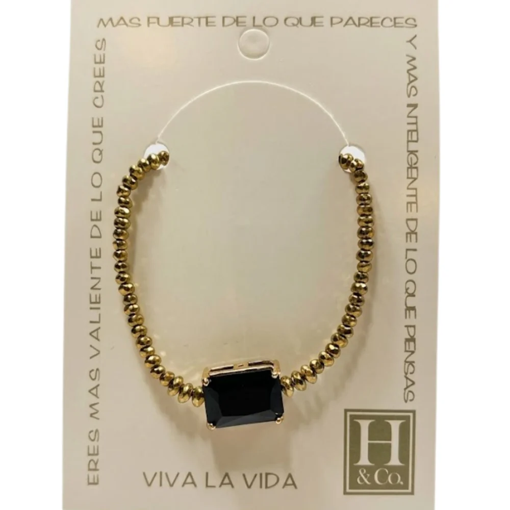 H&Co Pulsera Ajustable Para Damas de Hematita con Dije Black - Image 2
