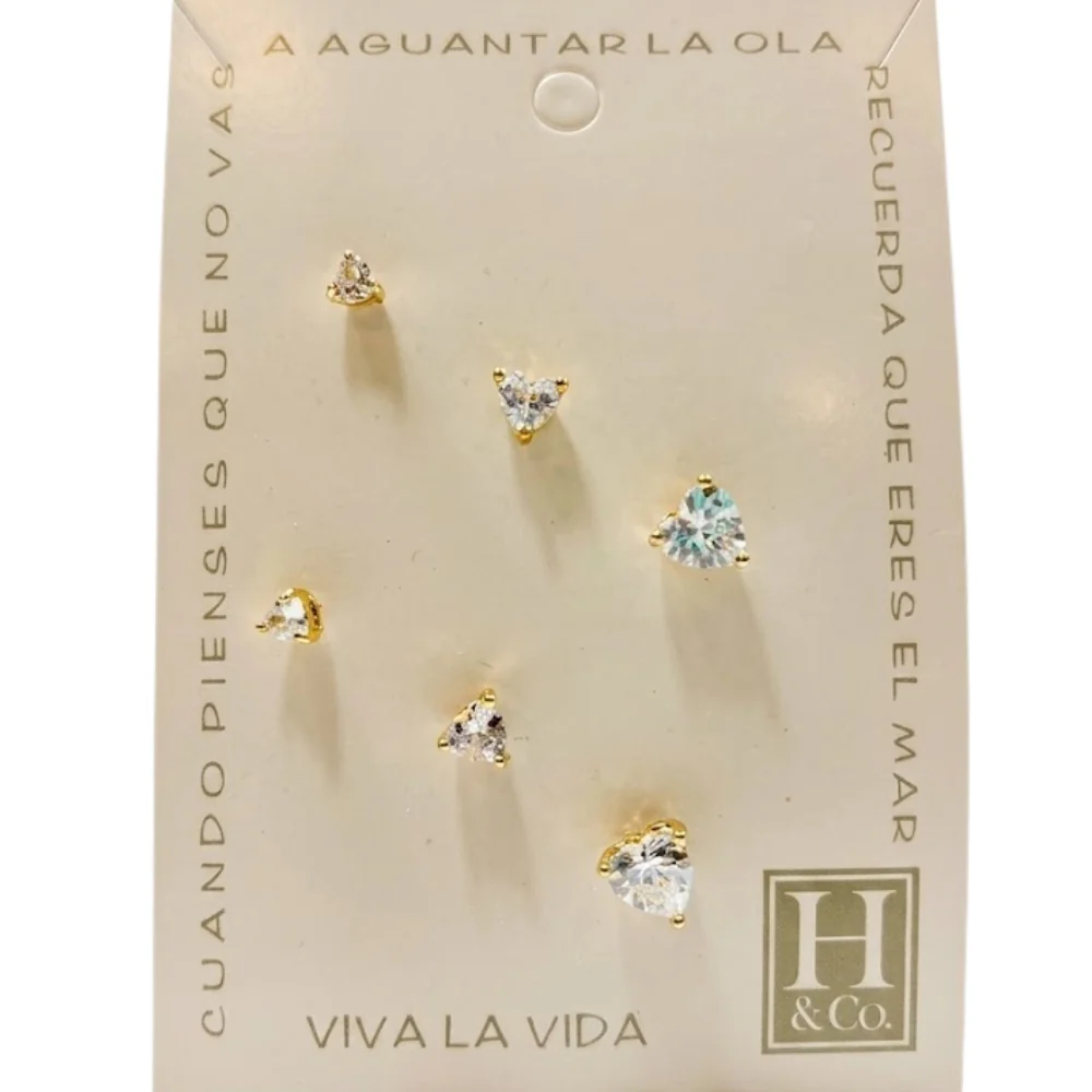 H&Co Trio de Zarcillos Corazon - Image 2
