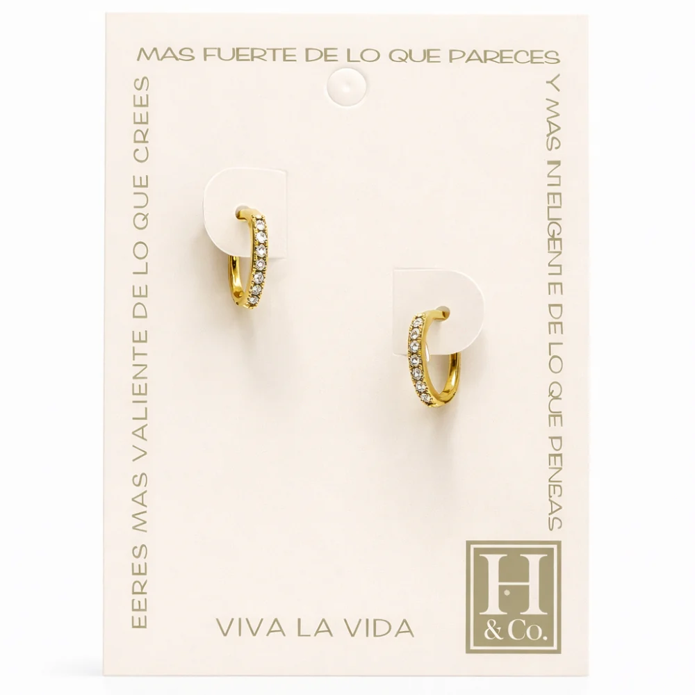 H&Co Zarcillo Para Damas Argolla Pequeña con Brillante - Image 2