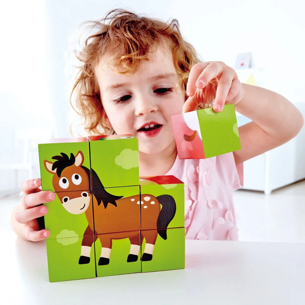 Hape Farm Animal Block Puzzle 9 piezas 2-4 años - Image 4