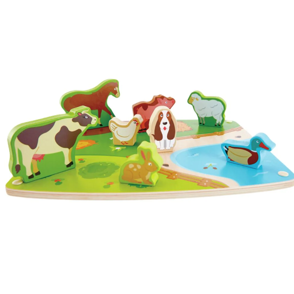 Hape Farm Animal Puzzle & Play 9 Pieces 24m+ - Image 2