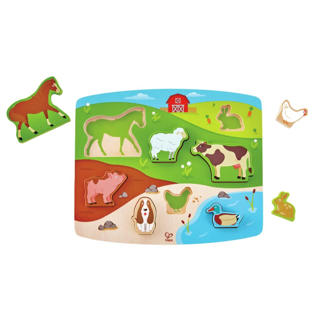 Hape Farm Animal Puzzle & Play 9 Pieces 24m+ - Image 3