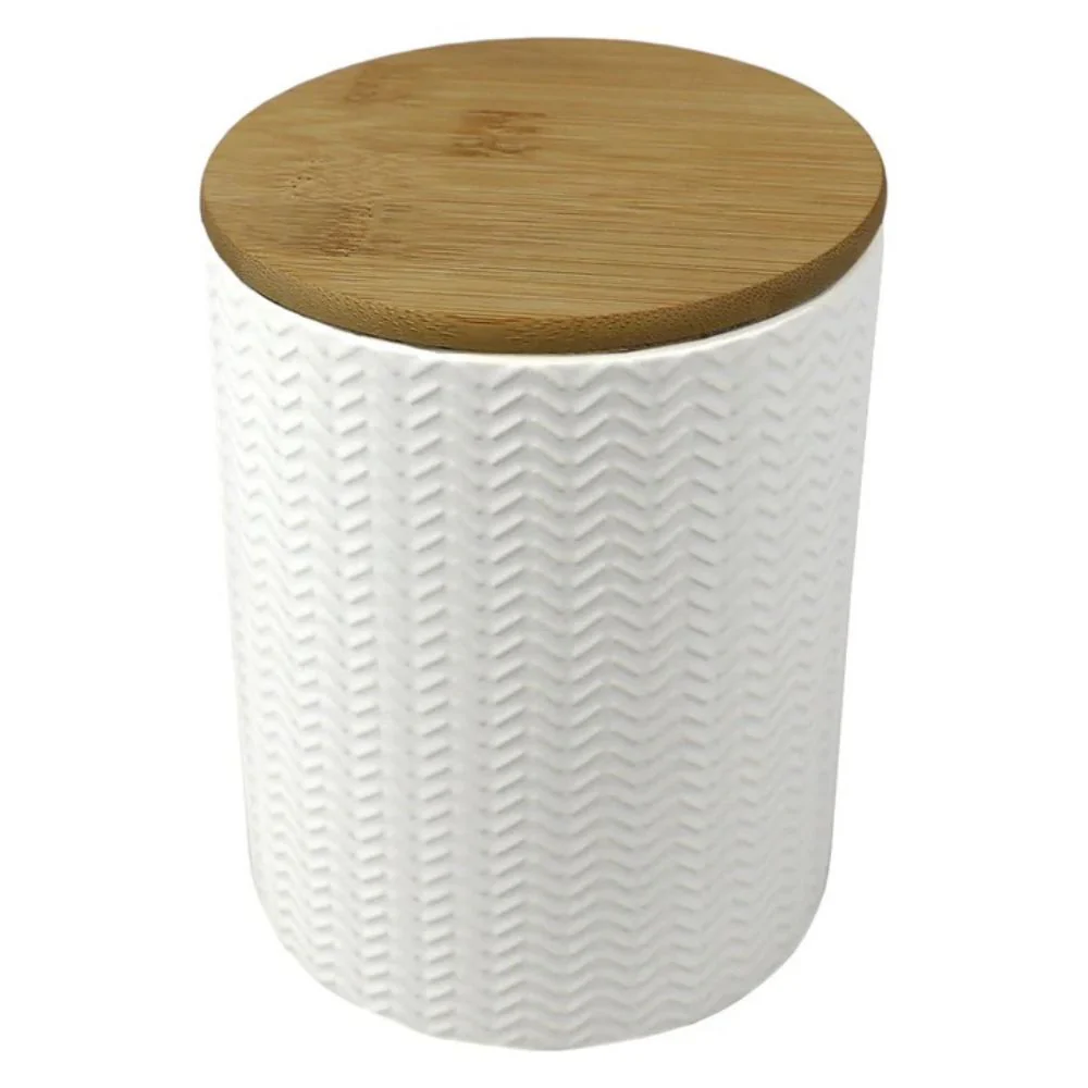 Home Basics Envase De Cerámica Con Tapa De Bambú - Image 2