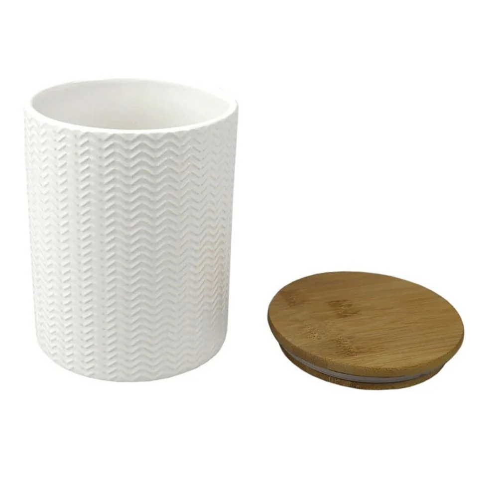 Home Basics Envase De Cerámica Con Tapa De Bambú - Image 3