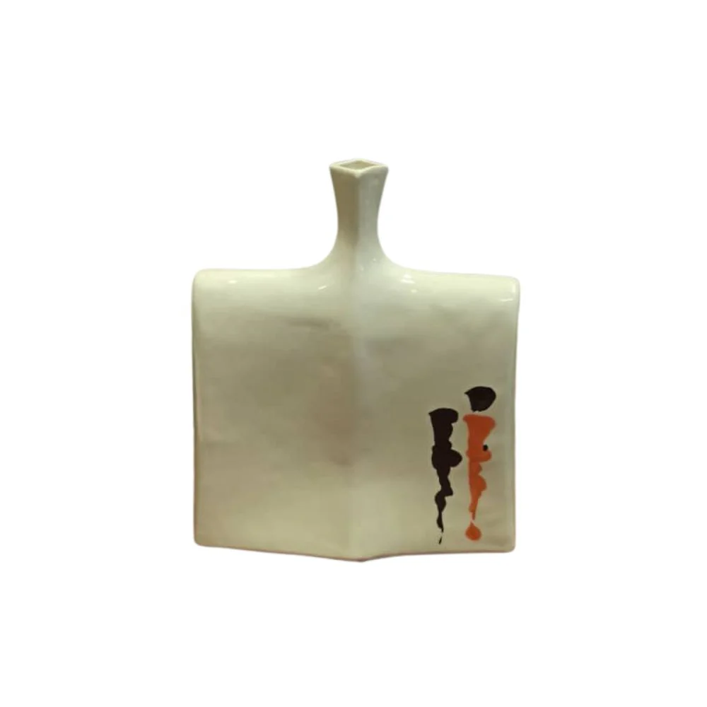 Jarrón de Cerámica Color Blanco con Diseños - Image 2