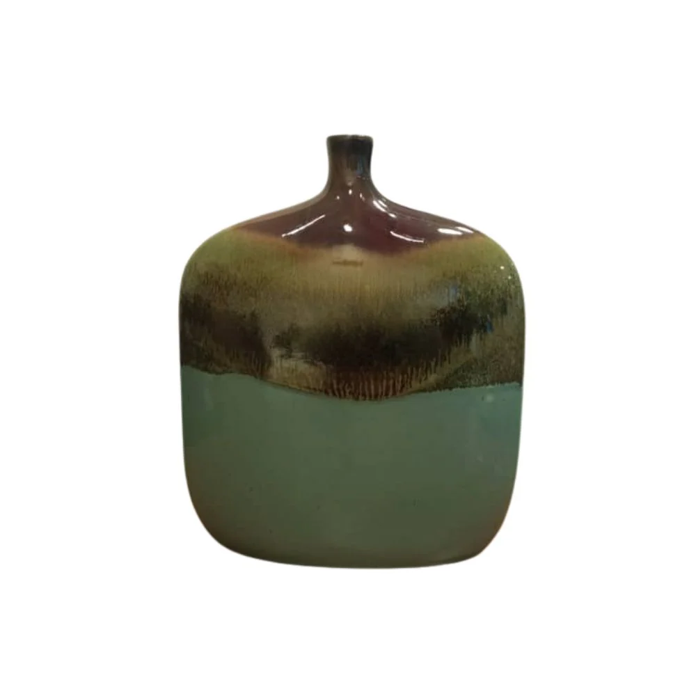 Jarrón de Cerámica Color Vino con Verde - Image 2