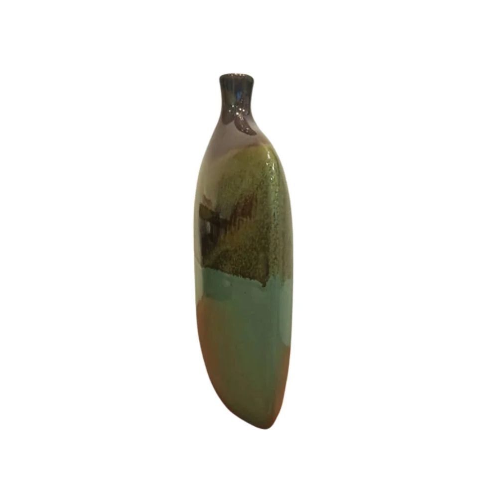 Jarrón de Cerámica Color Vino con Verde - Image 3