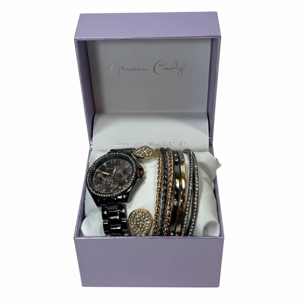 Jessica Carlyle Set De Reloj y Pulseras Black Gold - Image 3