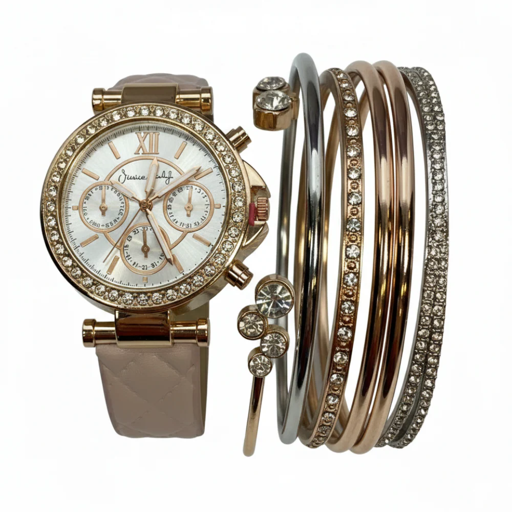 Jessica Carlyle Set De Reloj y Pulseras Gold Pink - Image 2
