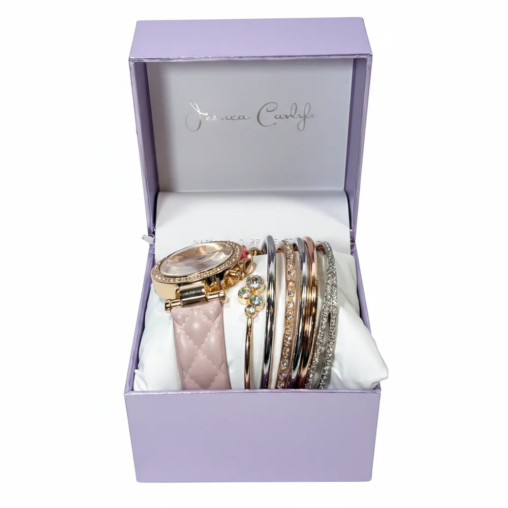 Jessica Carlyle Set De Reloj y Pulseras Gold Pink - Image 3