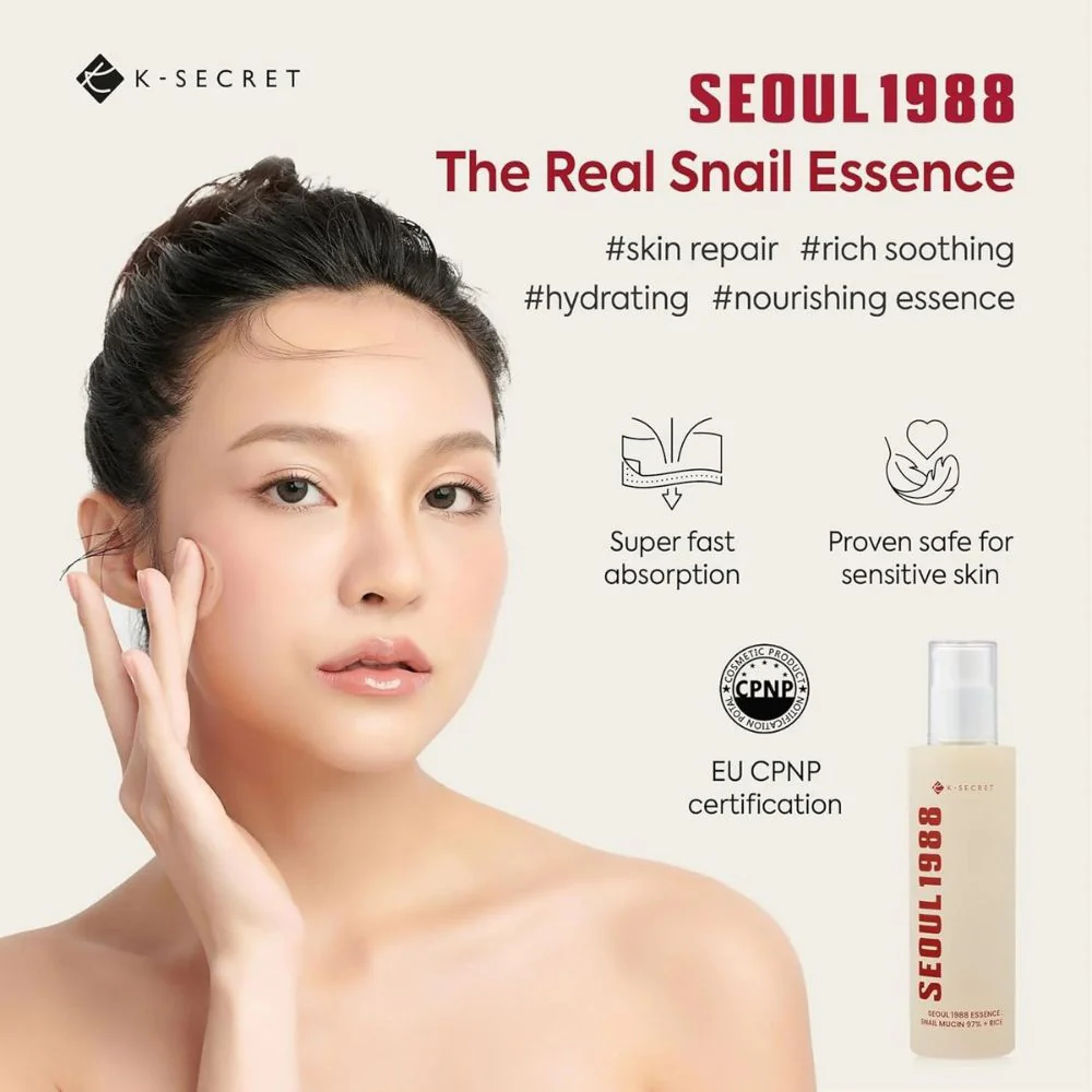 K-Secret Seoul 1988 Essence: Snail Mucin 97% + Rice 100ml - Image 2