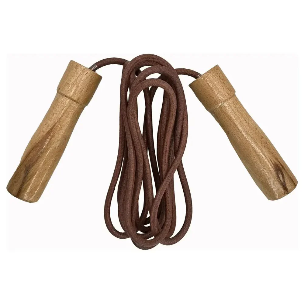 Kimbow Cuerda Para Saltar De Cuero Con Mango De Madera