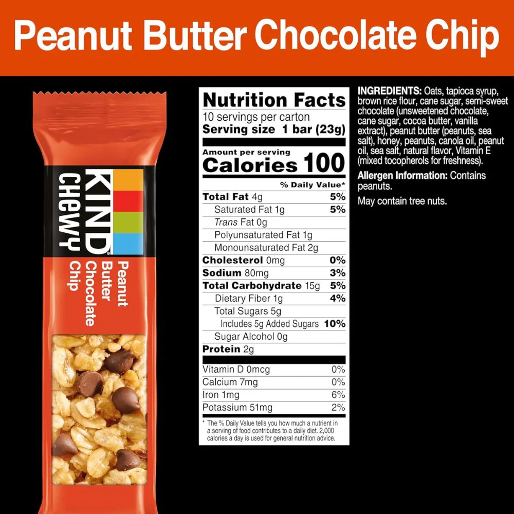 Kind Chewy Barra Peanut Butter Chocolate Chip 23g - Image 2