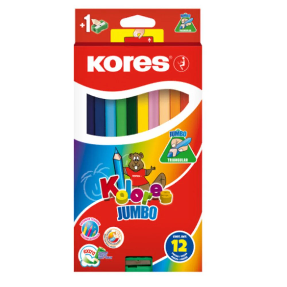 Kores Lapices De Colores Jumbo Triangulares 12 Und + 1 Sacapuntas - Image 2
