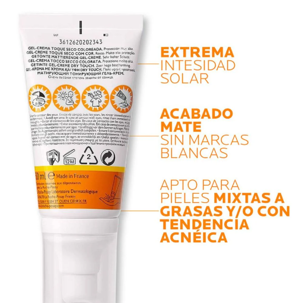 La roche Posay Anthelios XL FPS 50+ Gel Toque Seco Color 50ml - Image 2