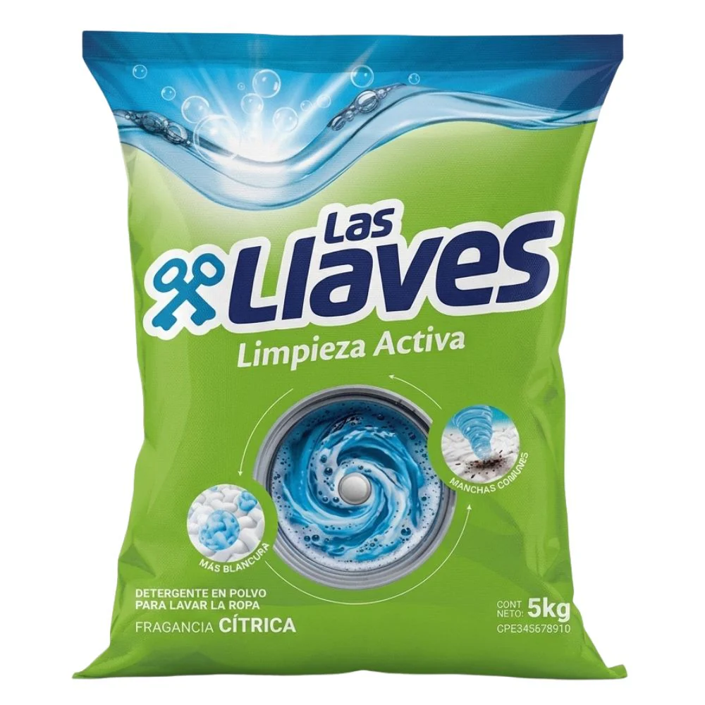 Las Llaves Detergente En Polvo Limpieza Activa Cítrica 5Kg