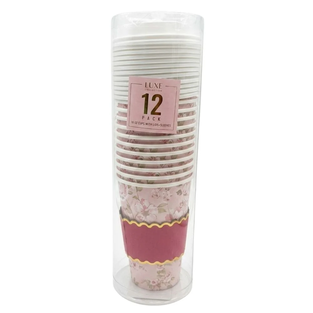 Luxe Collection Vasos Desechables Con Tapas y Fundas 12 Und De 473ml - Image 2