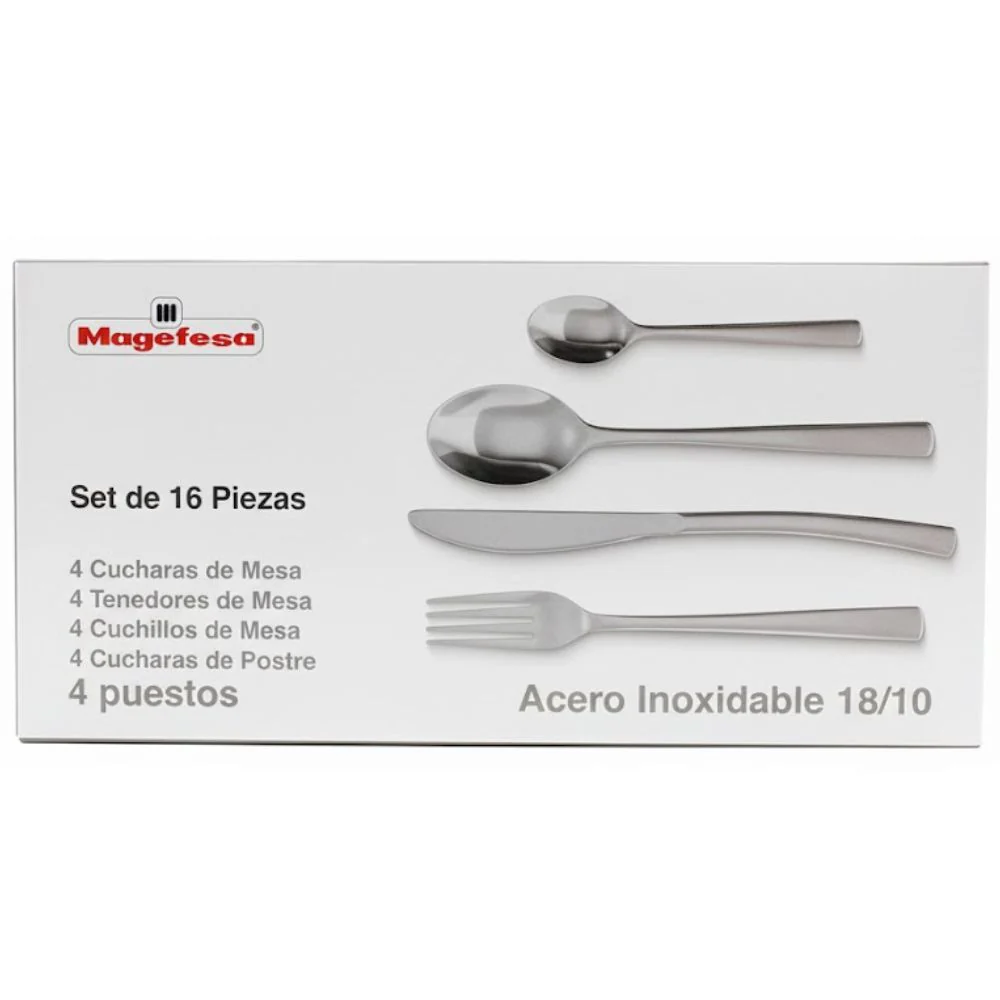 Magefesa Juego de Cubiertos de Acero Inoxidable Diseño Clasicc 16 Pcs - Image 2