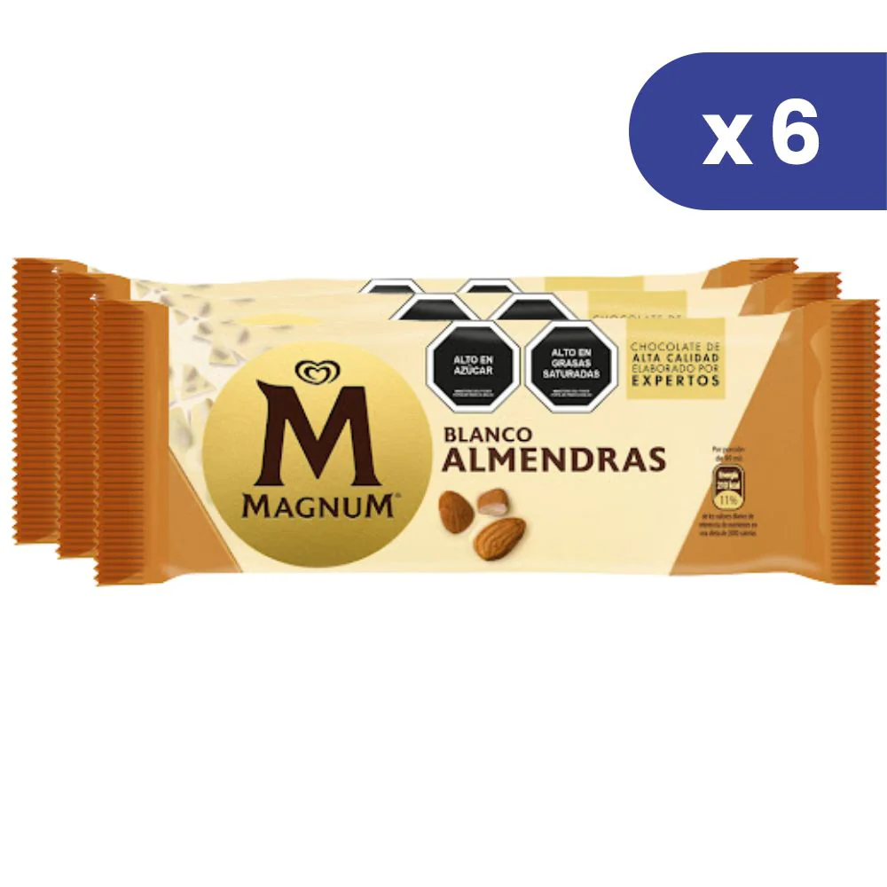 Magnum  Tio Rico Helado Blanco Almendras 6 Und 90ml