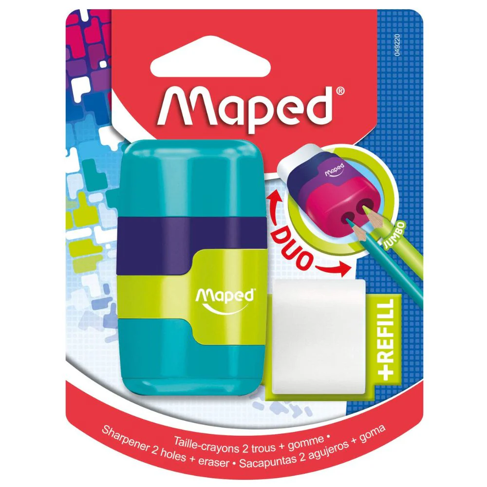 Maped Sacapunta Con Dos Orificios Y Goma Recargable 3 Colores - Image 2