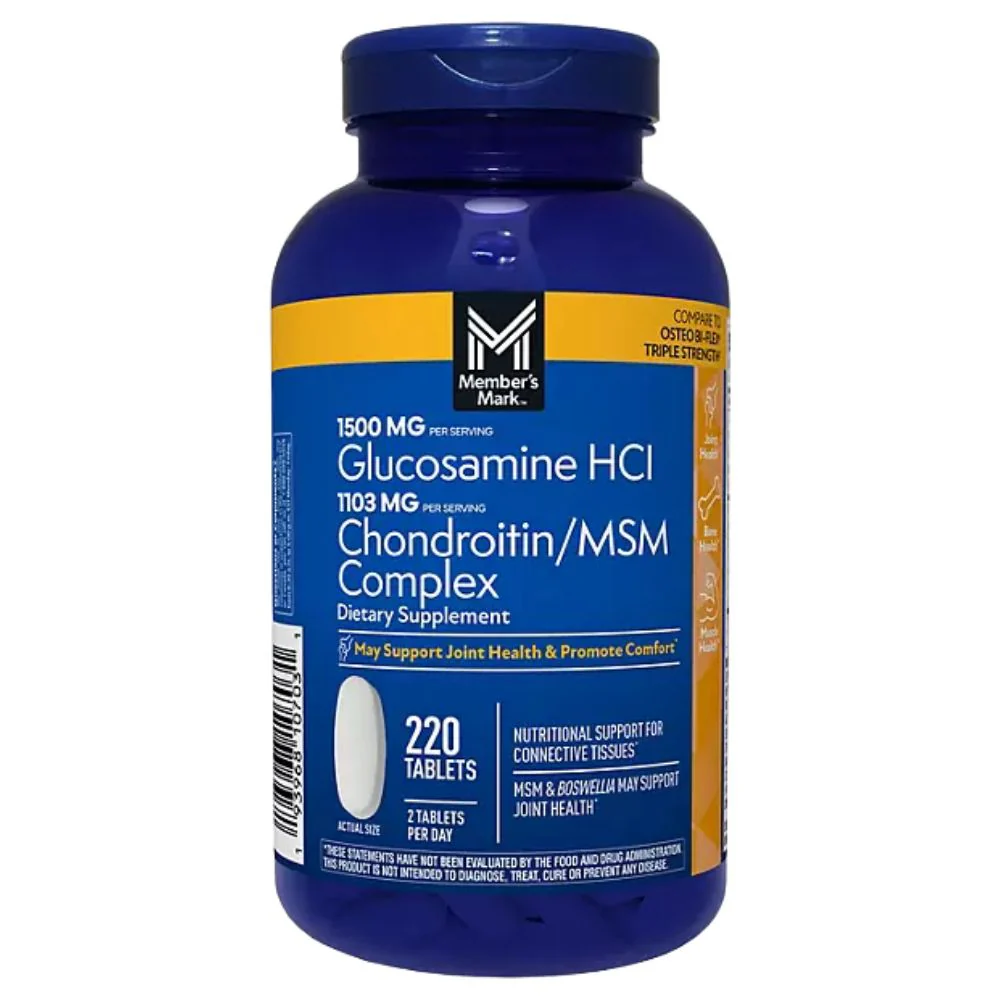 Member´s Mark Glucosamine HCI 1500mg Chondroitin / MSM Complex 1103mg 220 Tablets