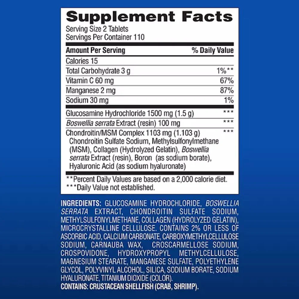 Member´s Mark Glucosamine HCI 1500mg Chondroitin / MSM Complex 1103mg 220 Tablets - Image 2