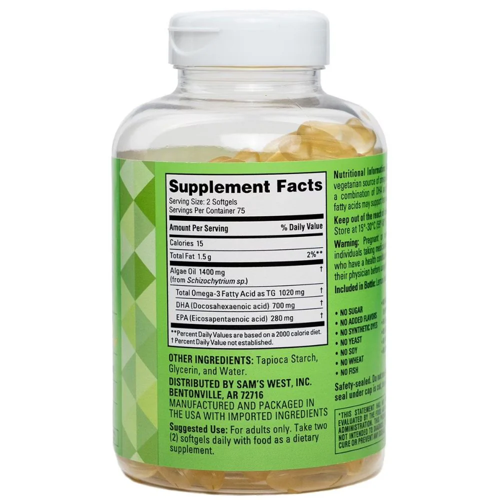 Member's Mark Vegan Omega-3 Dietary Supplement 150 Softgels - Image 2