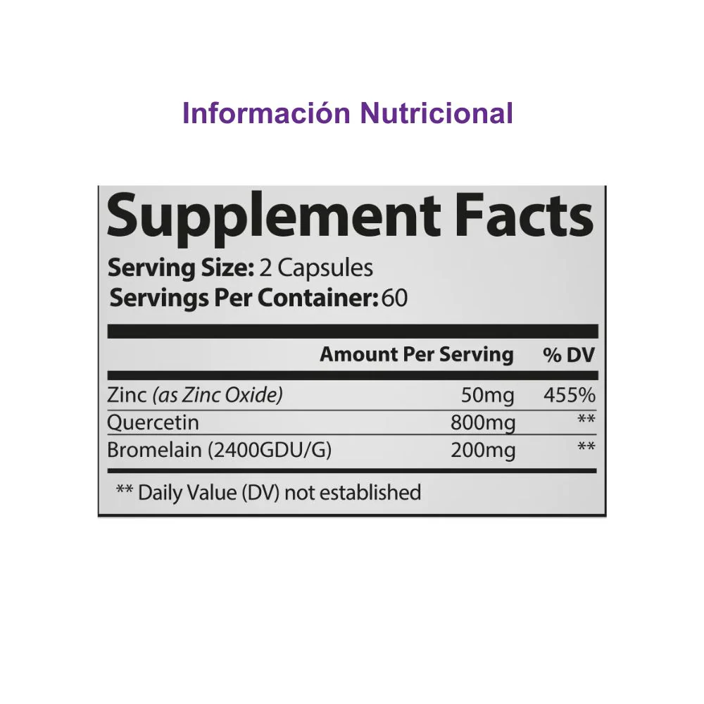 MO4T Quercetin with Zinc & Bromelain 60 Capsulas - Image 3