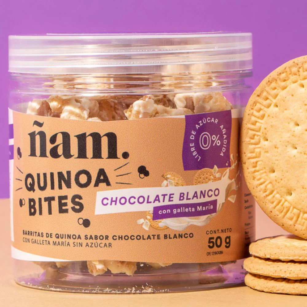 Ñam Quinoa Bites Chocolate Blanco con Galleta Maria 50gr - Image 2