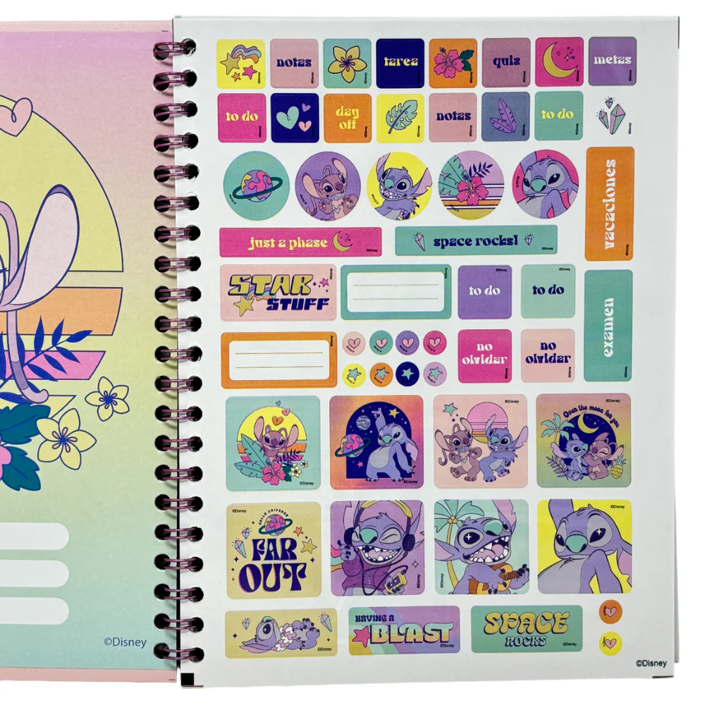 Norma Cuadero Argollada Stitch 4 Materias 100 Hojas Con stickers Diseños Surtidos - Image 3