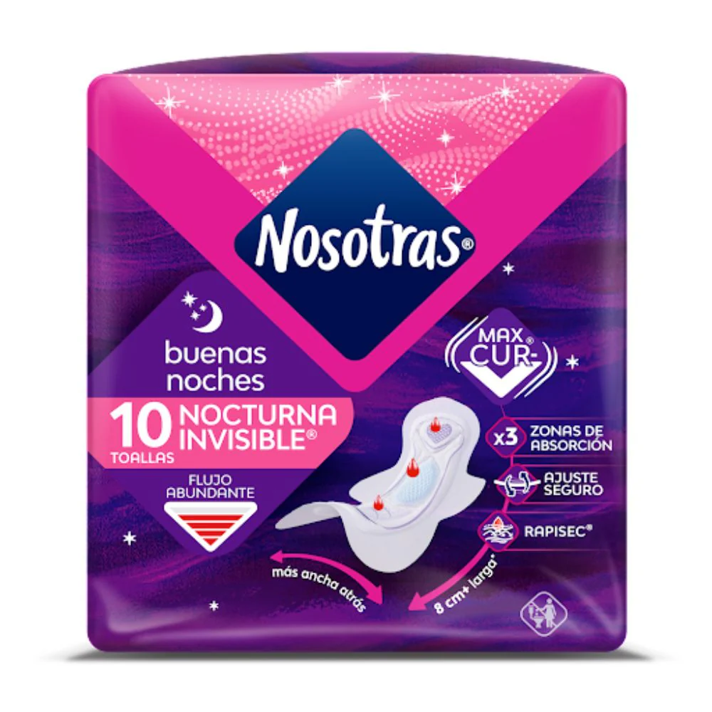 Nosotras Toalla Sanitaria Buenas Noches Algodon 10 Und - Image 2