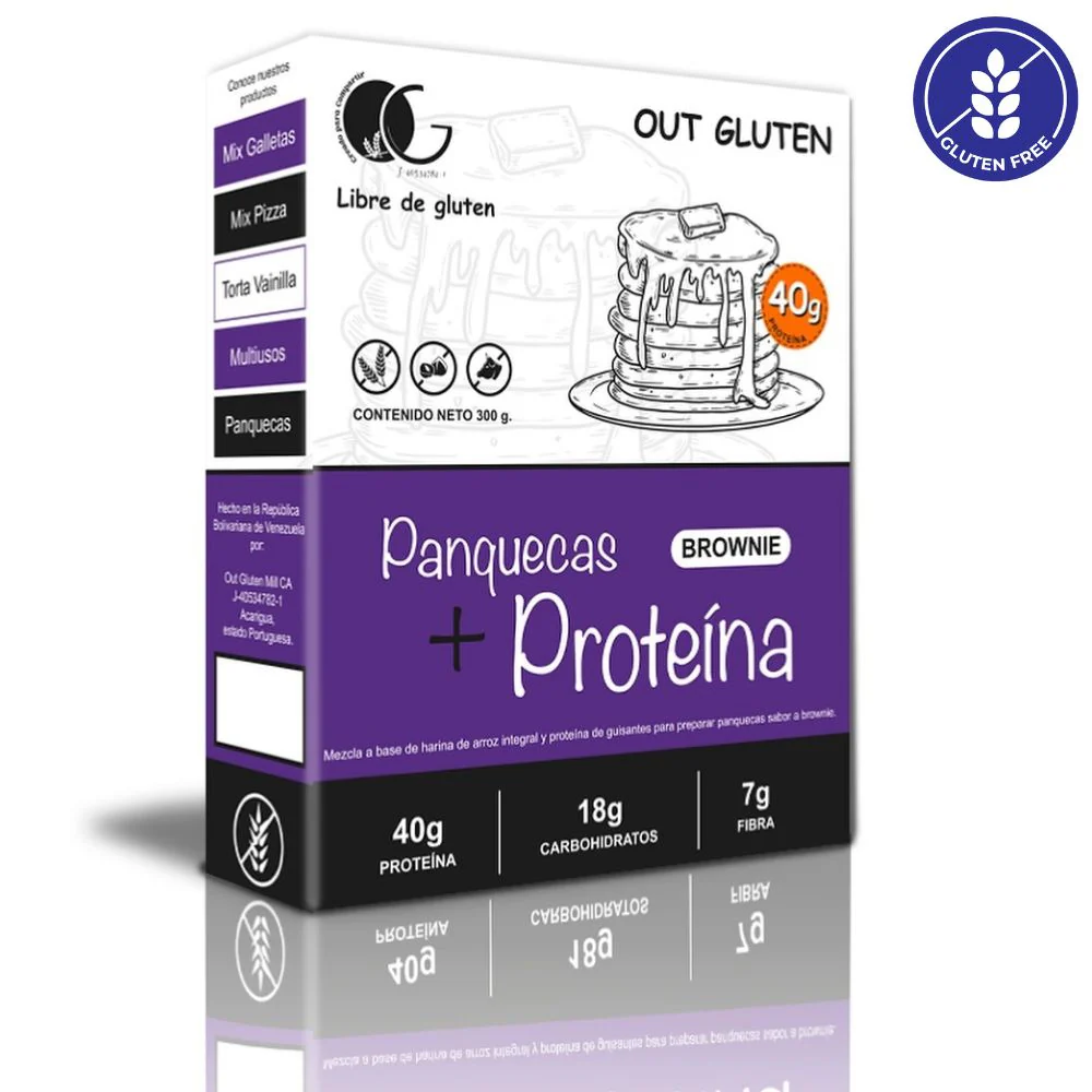 Out Gluten Mezcla Para Panquecas + Proteína Sabor Brownie 40g