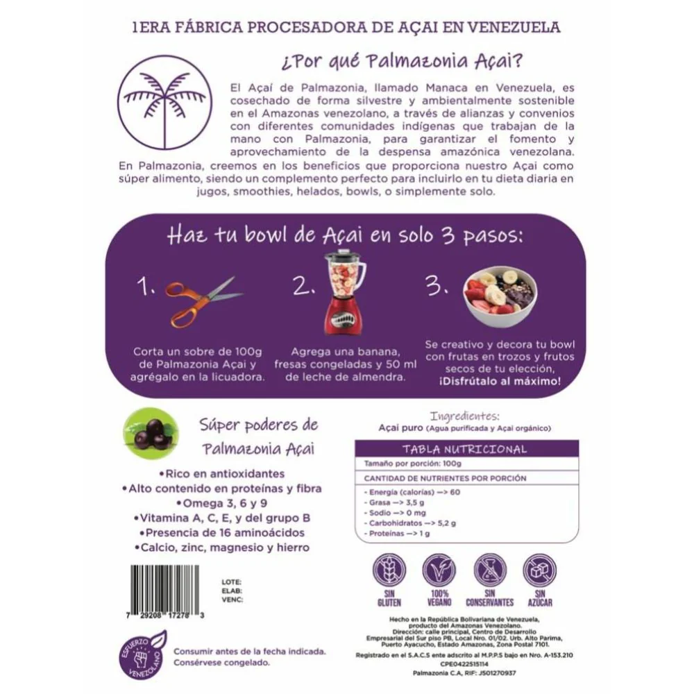 Palmazonia Pure Acai 500gr - Image 2