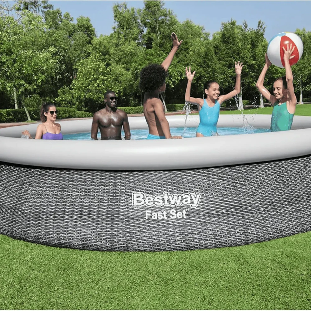 Bestway Piscina Inflable Redonda Y Bomba De Filtrado Pool Fast Set 4.57m X 84cm - Image 6