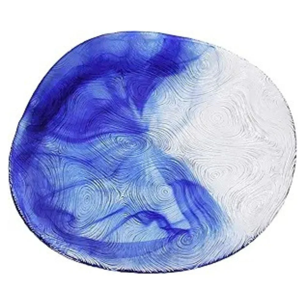 Plato Semi Llano Texturizado Remolinos Blue 19cm