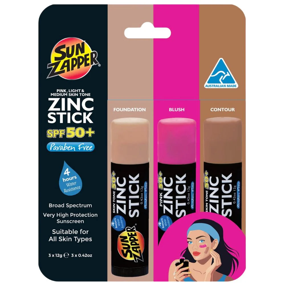 Protector Solar Sun Zapper Zinc Stick Pack Beauty Pack 12gr x 3 Und