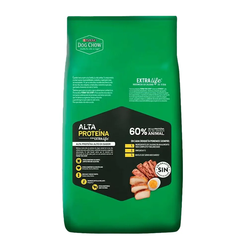 Dog Chow Adulto todos los tamaños, Alto Proteina sabor Carnes, Pollo y Huevo 20 kgs (Copy) - Image 2