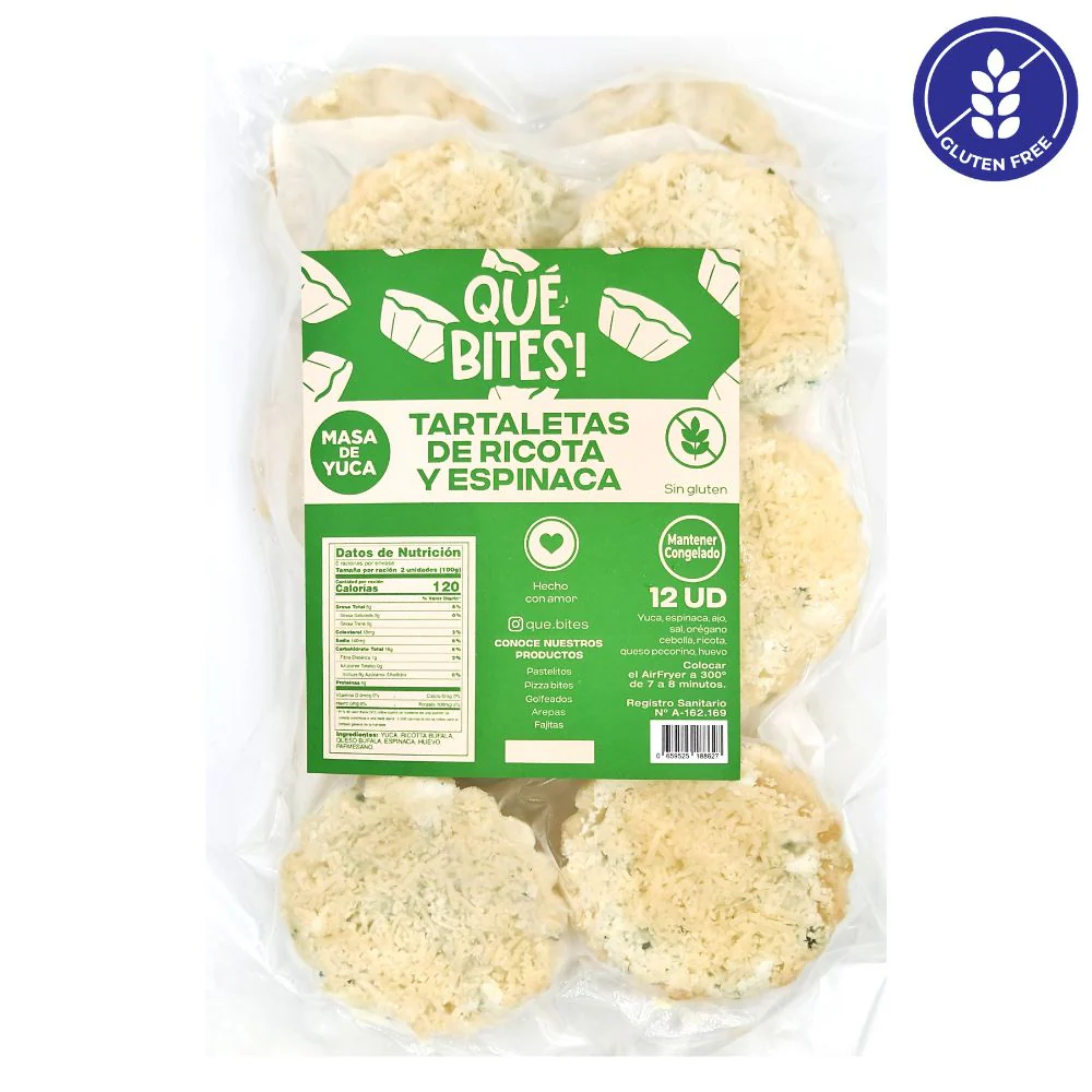 Que Bites Tartaletas de Ricotta Y Espinaca 12 Und