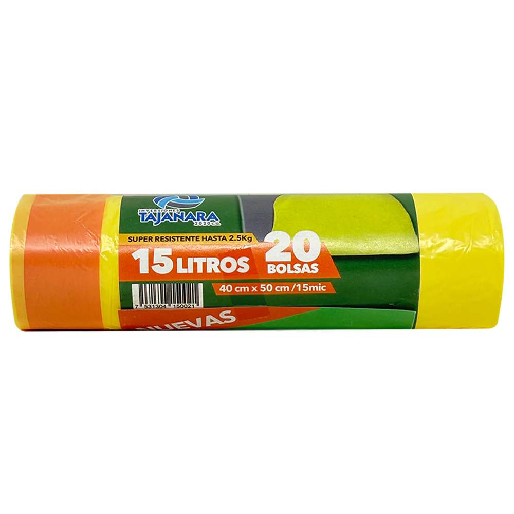 Rollo de 20 Bolsas para Basura con Cinta de Amarre de 15 Litros Color Amarillo Aroma Limon - Image 3