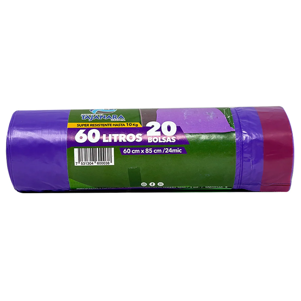 Rollo de 20 Bolsas para Basura con Cinta de Amarre de 60 Litros Color Morado con Aroma Lavanda - Image 3