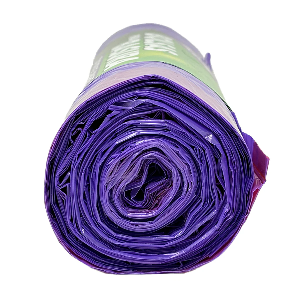 Rollo de 20 Bolsas para Basura con Cinta de Amarre de 60 Litros Color Morado con Aroma Lavanda - Image 4