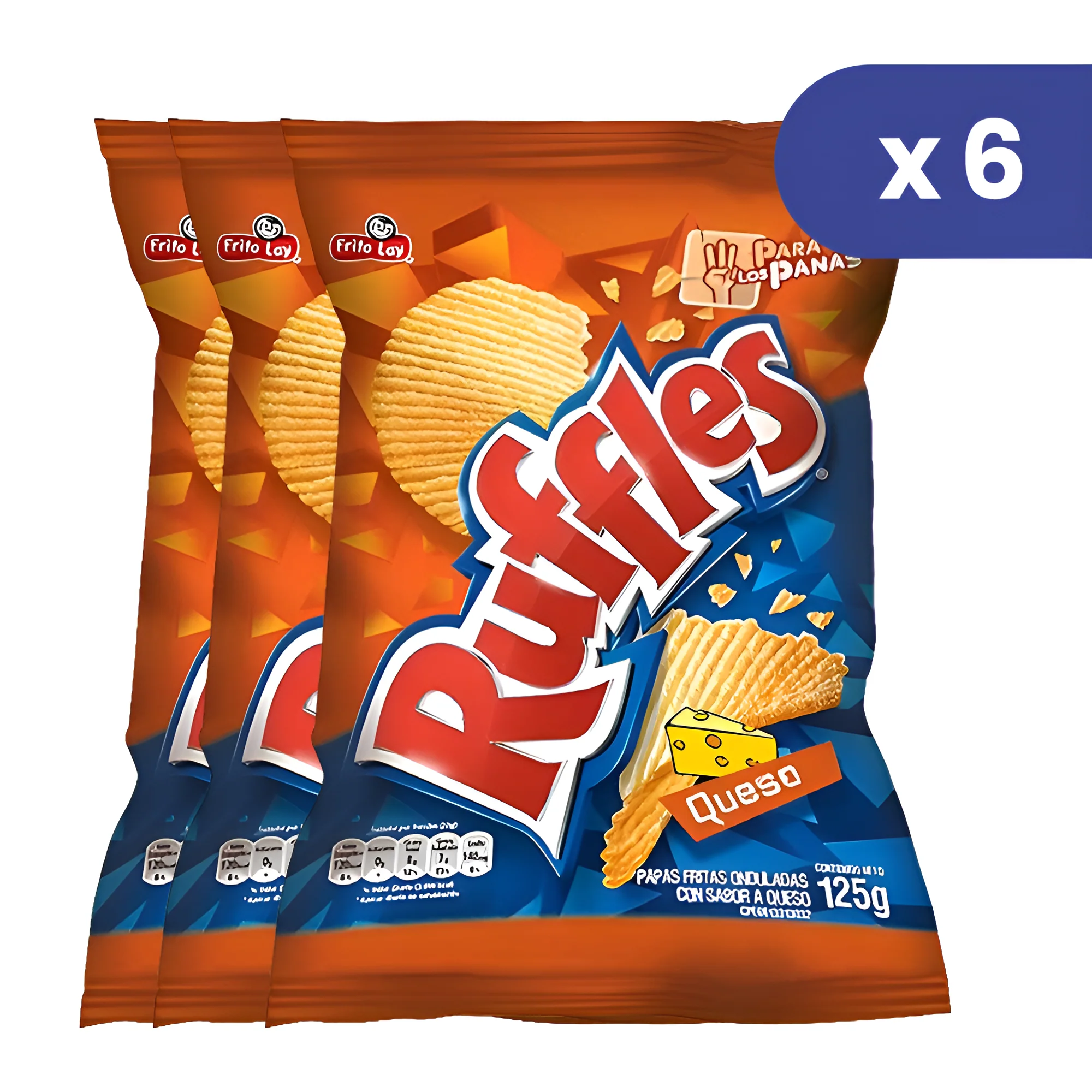 Ruffles Papas Fritas Chips Onduladas de Queso Pack de 6und 36g