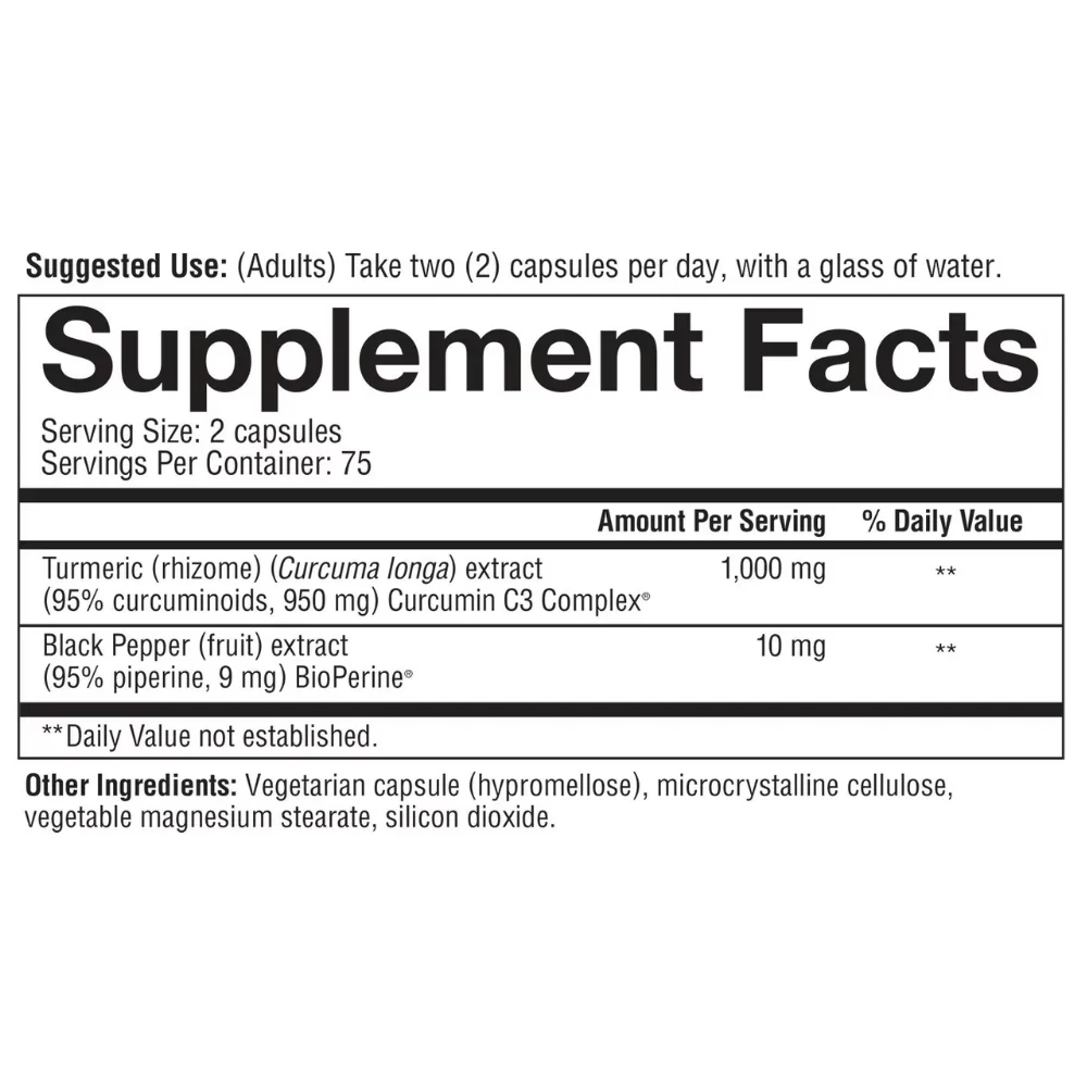 Youtheory Turmeric 150 vegetarian capsules - Image 2