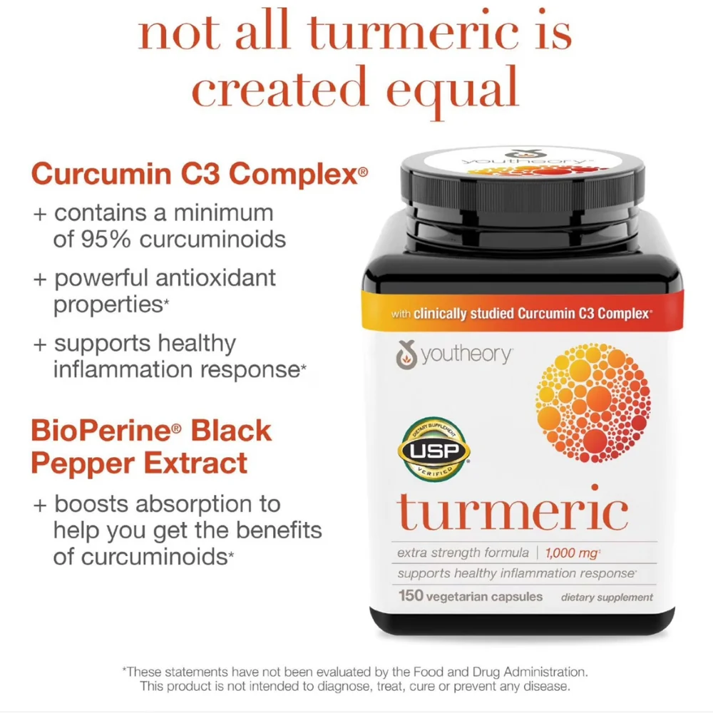 Youtheory Turmeric 150 vegetarian capsules - Image 3
