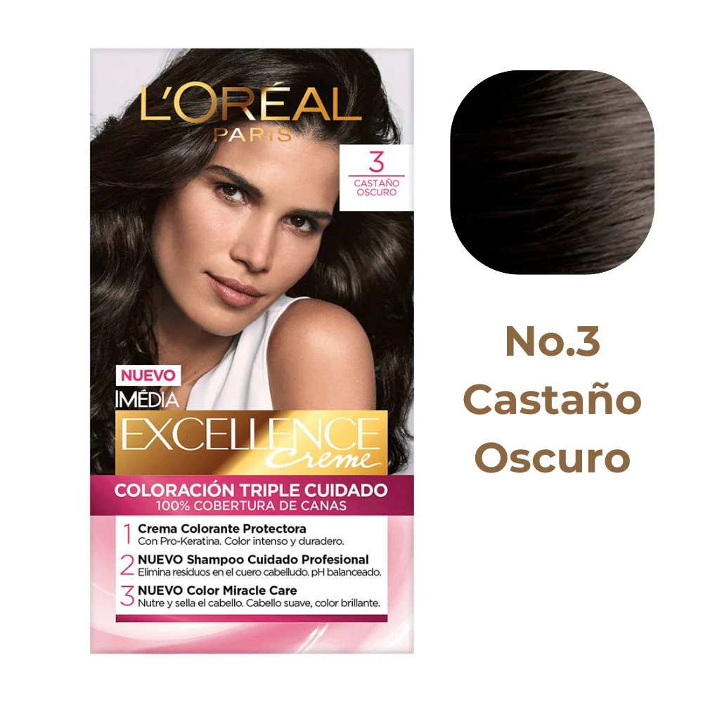 L'Oreal Tinte Excellence Creme 3 Castaño Oscuro