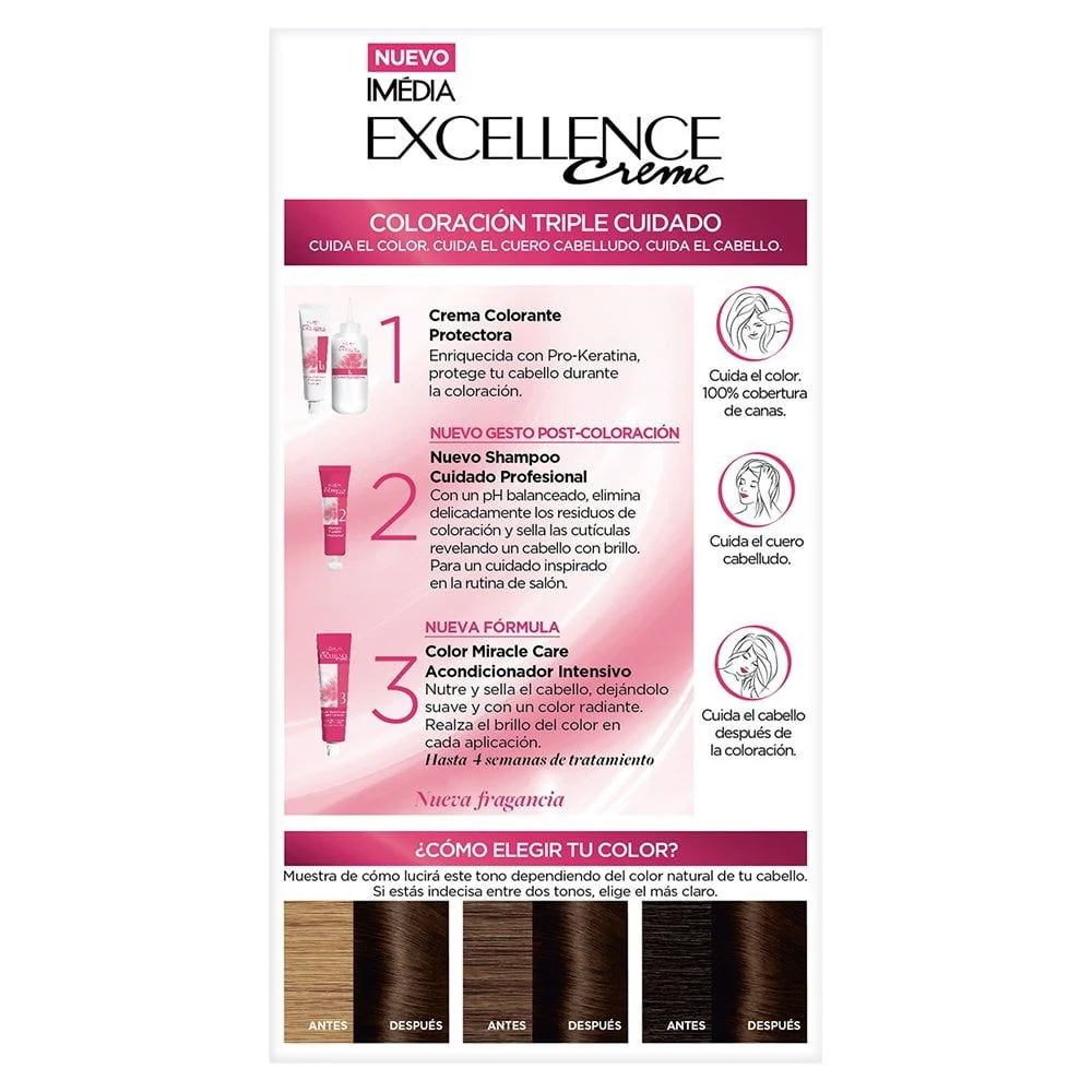 L'Oreal Tinte Excellence Creme 4 Castaño - Image 3