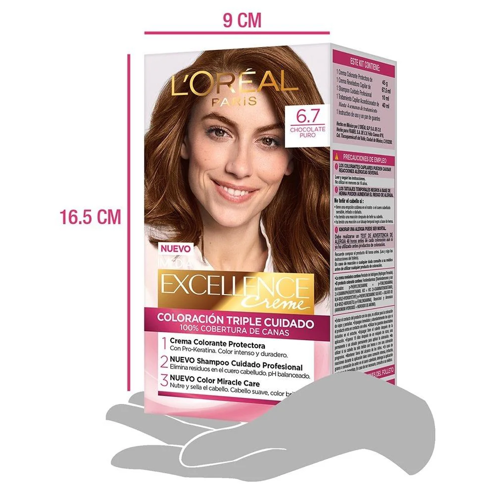 L'Oreal Tinte Excellence Creme 6.7 Chocolate Puro - Image 5