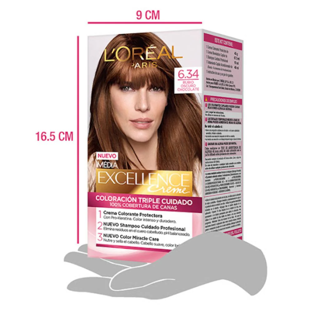 L'Oreal Tinte Excellence Creme 6.34 Rubio Oscuro Chocolate - Image 5