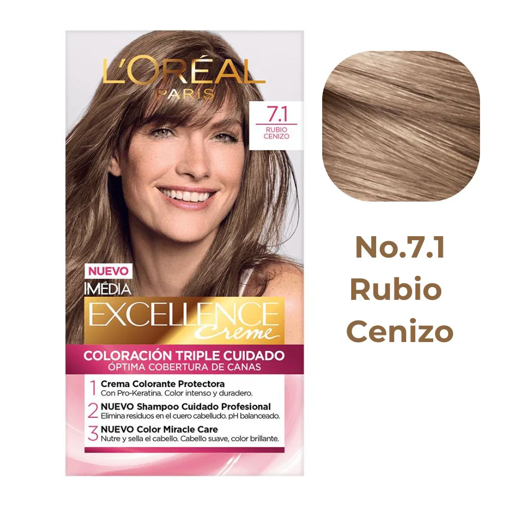 L'Oreal Tinte Excellence Creme 7.1 Rubio Cenizo